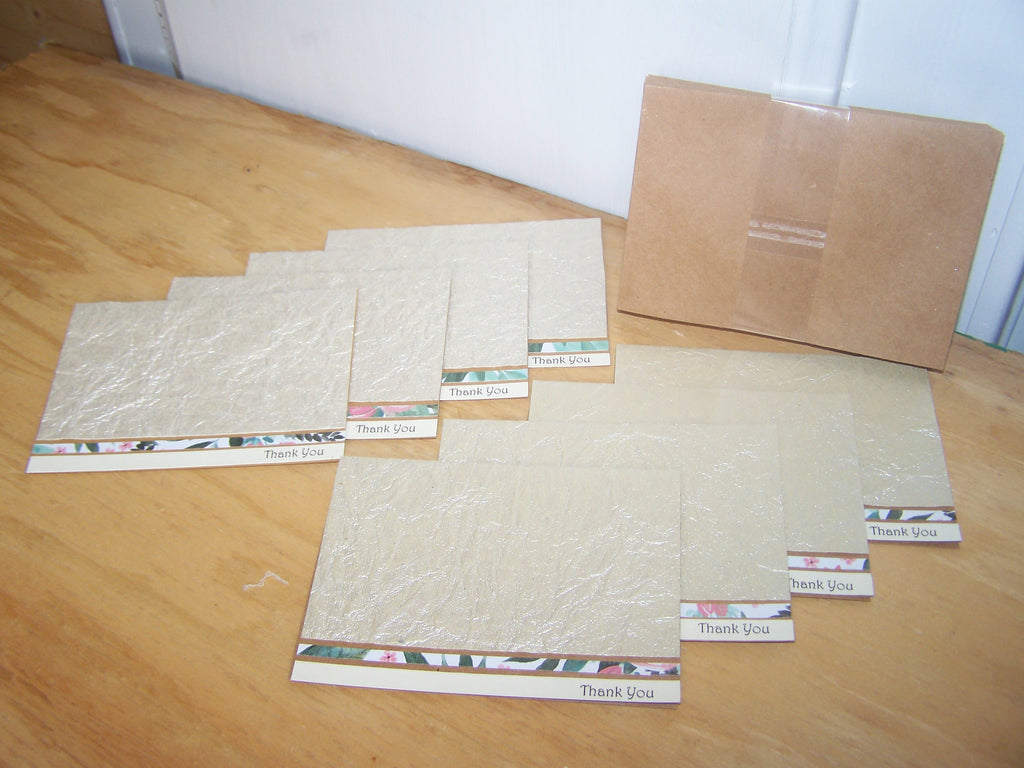 Set of 8 Handmade Thank You Cards - Champagne & Floral