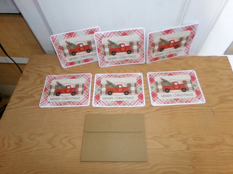 Set of 6 Vintage Truck Christmas Cards