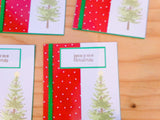 Christmas Tree Cards (Green Ribbon) - Set of 10