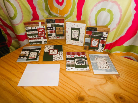 Set of 8 Merry & Bright Handmade Christmas Cards