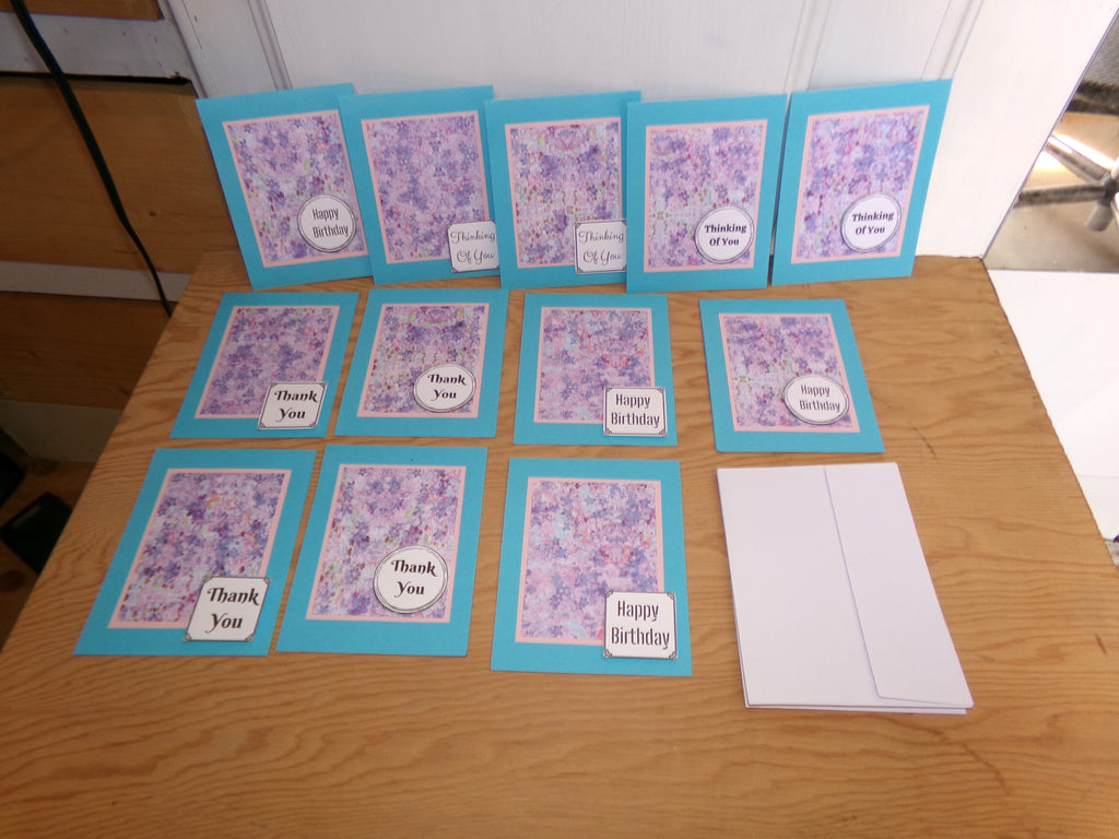 Blue Sentiment Cards - Set of 12