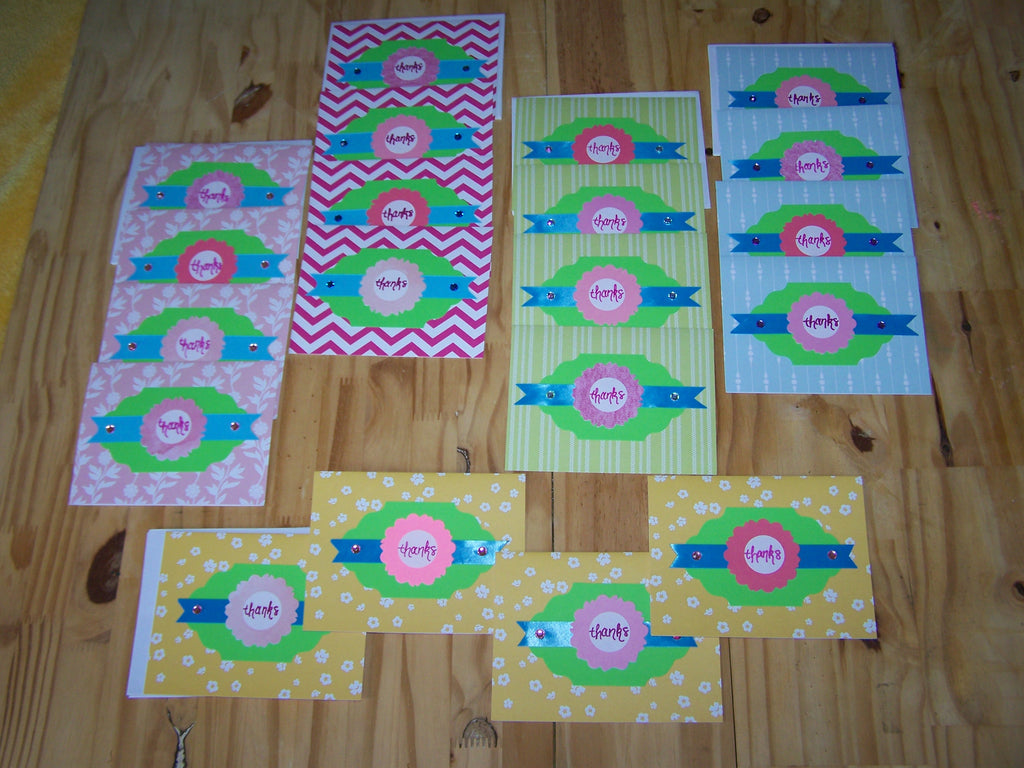 Set of 20 Handmade Thank You Cards