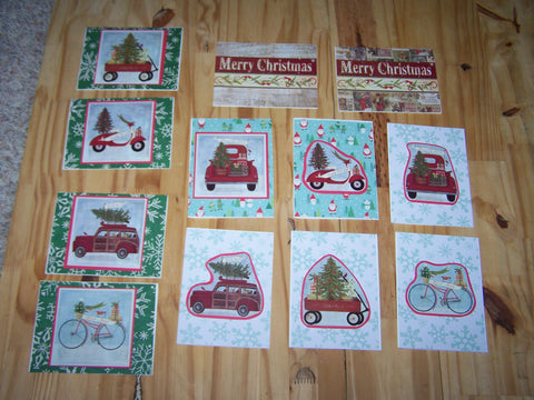 Vintage Transport Christmas Cards - Set of 12