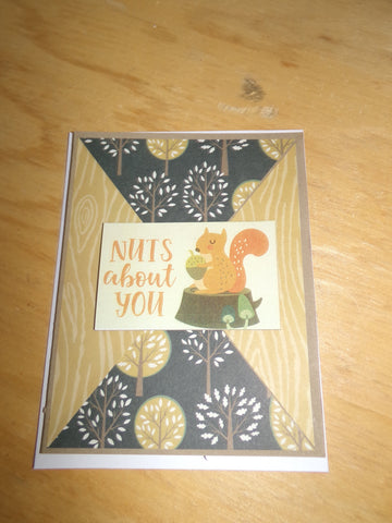 Handmade "Nuts About You" Card - Tree