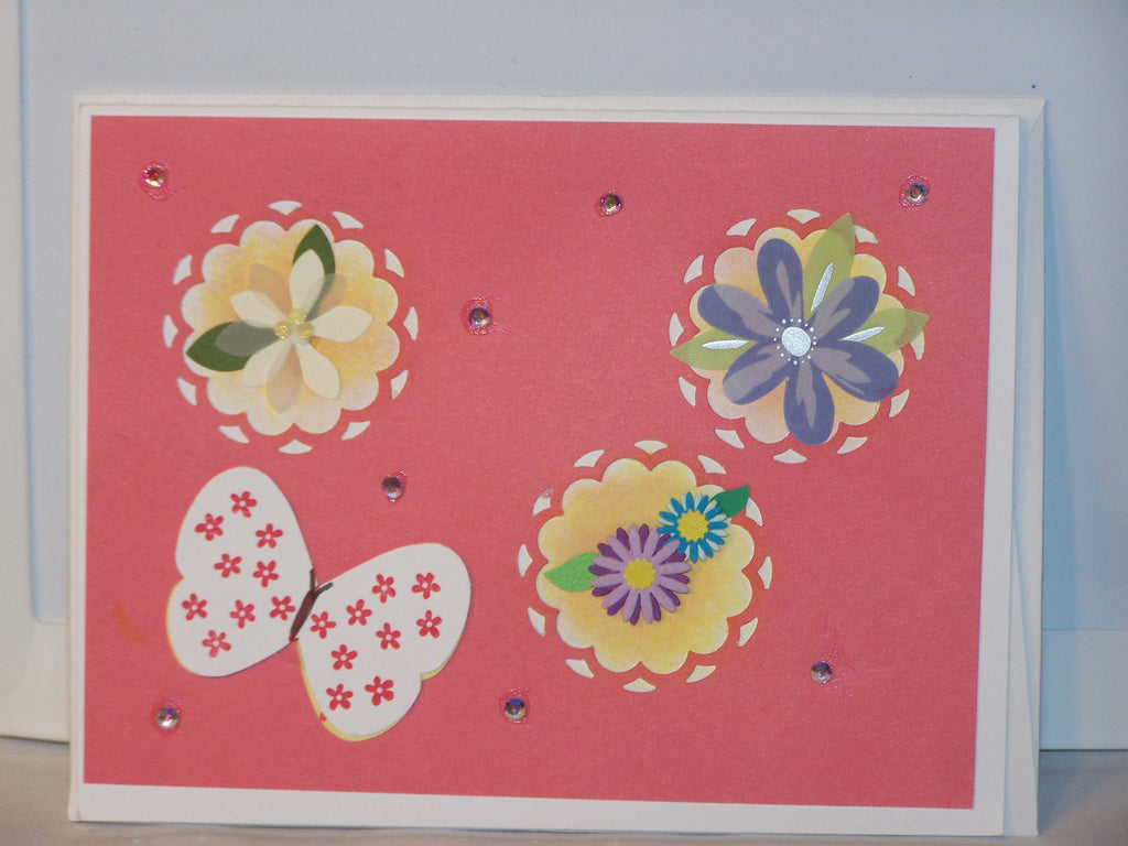 Any Occasion Card - white butterfly & flowers
