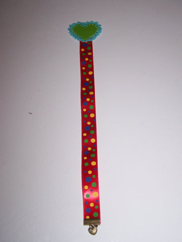 Green heart dot ribbon bookmark