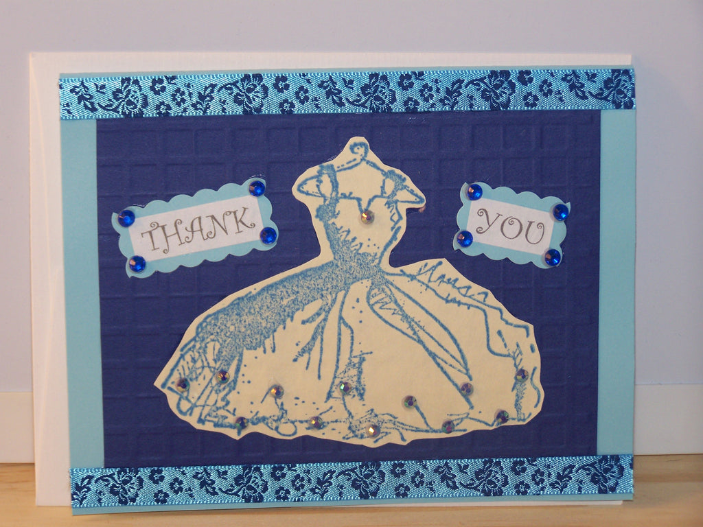 Thank You card - blue dress