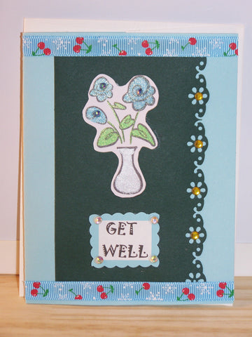 Get Well card - flowers & cherries