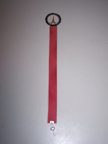 Black Eiffel Tower Red Ribbon Bookmark
