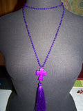 21" Beaded Necklace (Cross) with Tassel