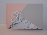 Initial Notecard - Pink w/Gray Marble