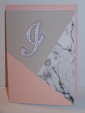 Initial Notecard - Pink w/Gray Marble