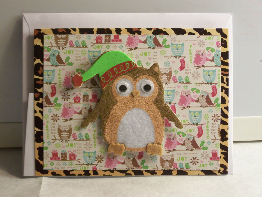 Cheetah Print Owl Holiday Card