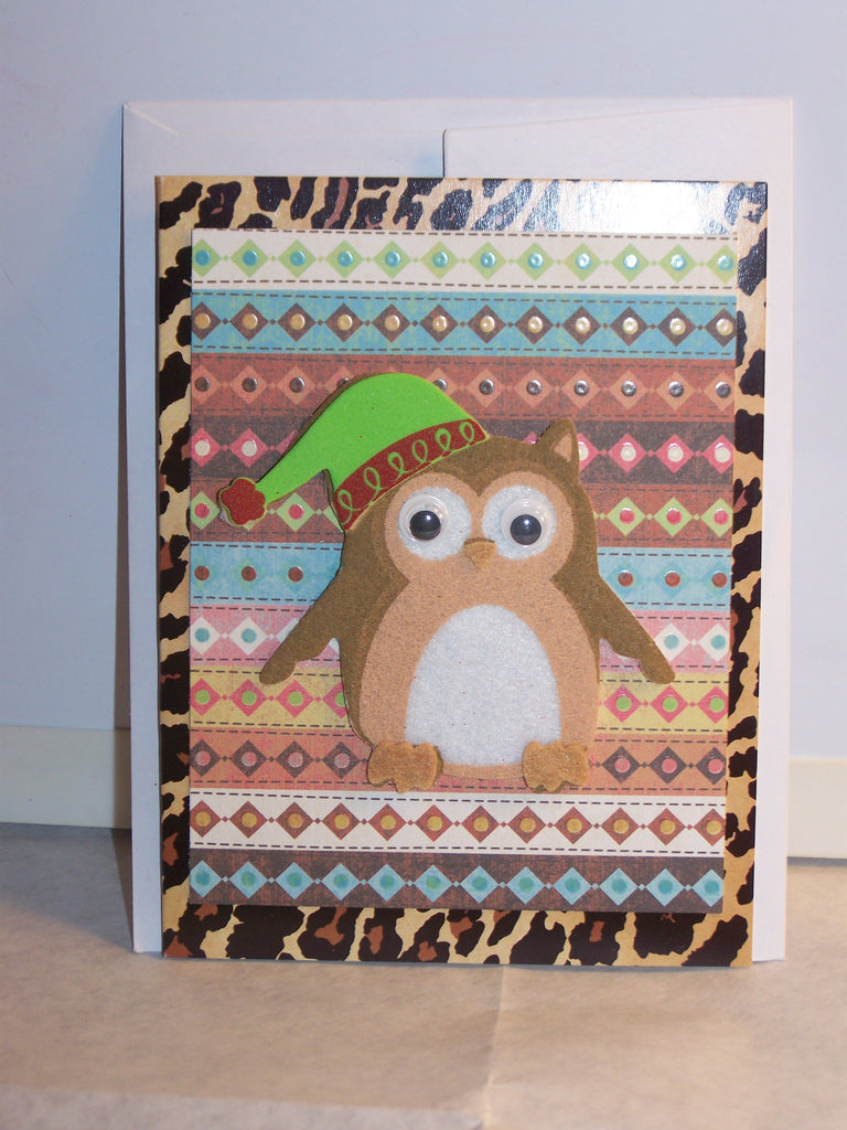 Cheetah Print Owl Holiday Card