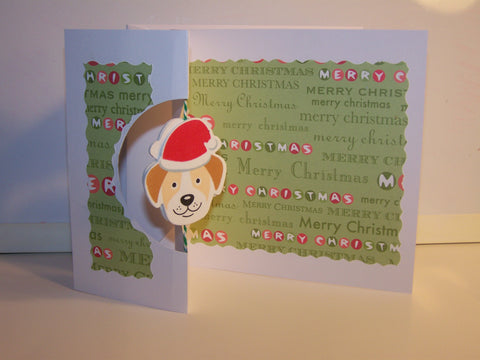 Square Merry Christmas Spinning Dog With Santa Hat Card