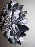18" Black and White "Welcome" Paper Wreath