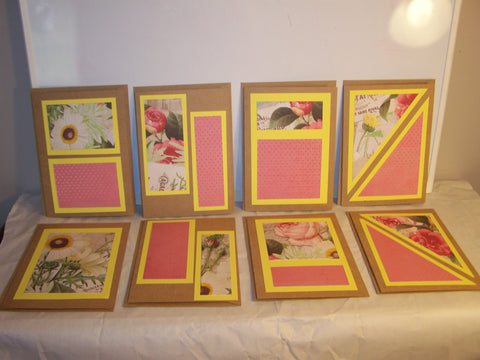 Set of 8 Handmade Cards NWT - Yellow & Pink